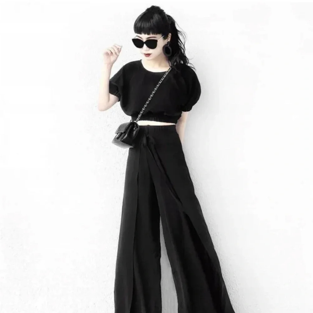 Zara Crop Top Short Ribbed Blouse Black Size M